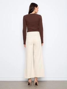 Charlie B Women's Wide Leg Button Front Pants with Patch Pockets Alternate View